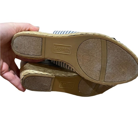 lauren ralph lauren cassara wedge espadrille striped sandals blue size 9.5 - Picture 8 of 8